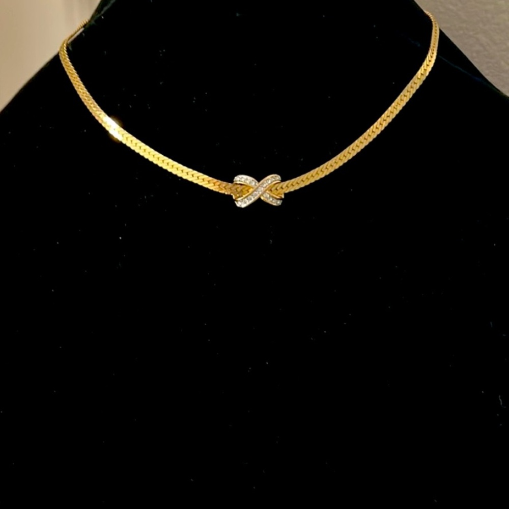 Vintage Herring Bone Chain w/infinity charm- EUC